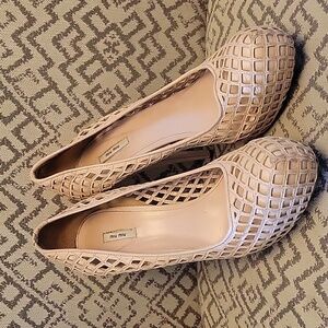 Miu Miu Laser Cut Leather Platform Pumps